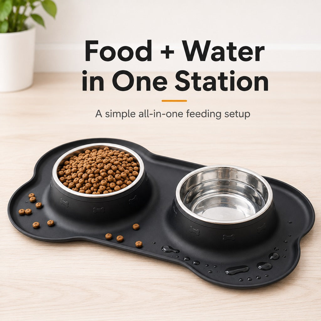 Paws in Awe Spill-Proof Dual Pet Bowl for Cats & Dogs - Mess-Free Food & Water Station for Cleaner Floors image 4