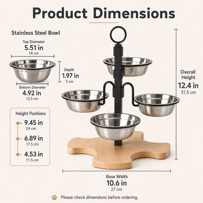 4-bowl elevated pet feeder product dimensions