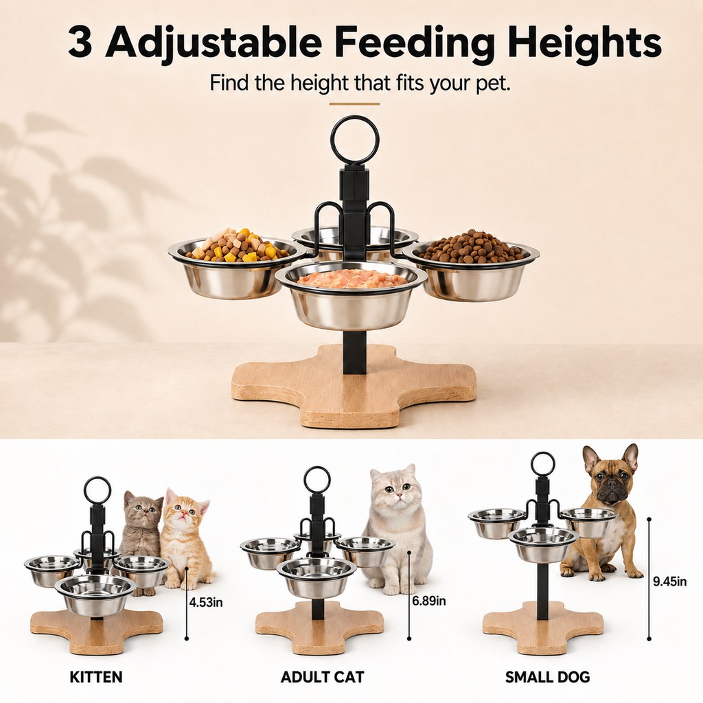 Three fixed feeding levels for kittens cats and small dogs