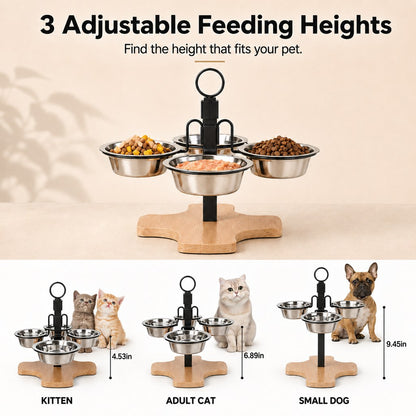 Three fixed feeding levels for kittens cats and small dogs