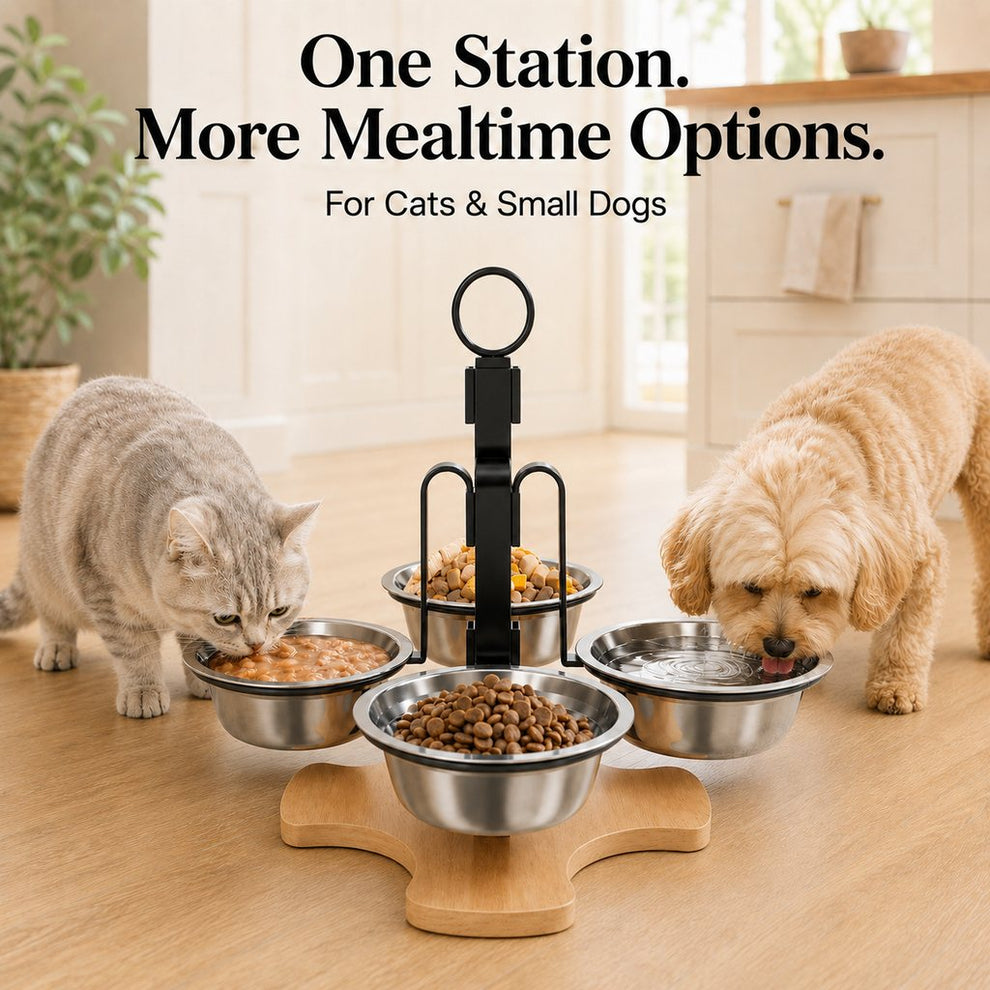 4-bowl feeding station for cats and small dogs