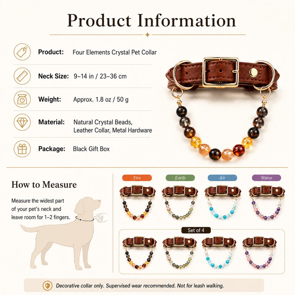 Four Elements crystal pet collar product information