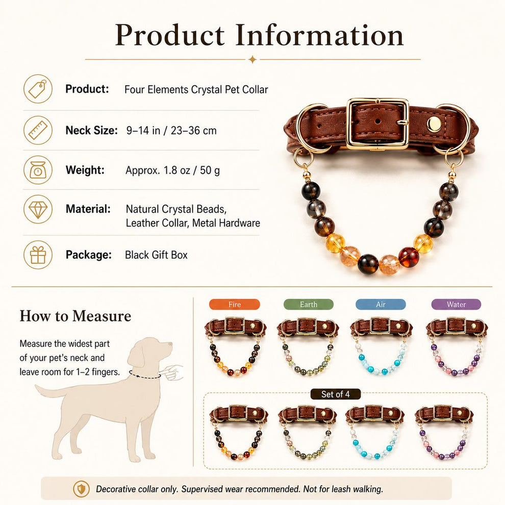 Four Elements crystal pet collar product information