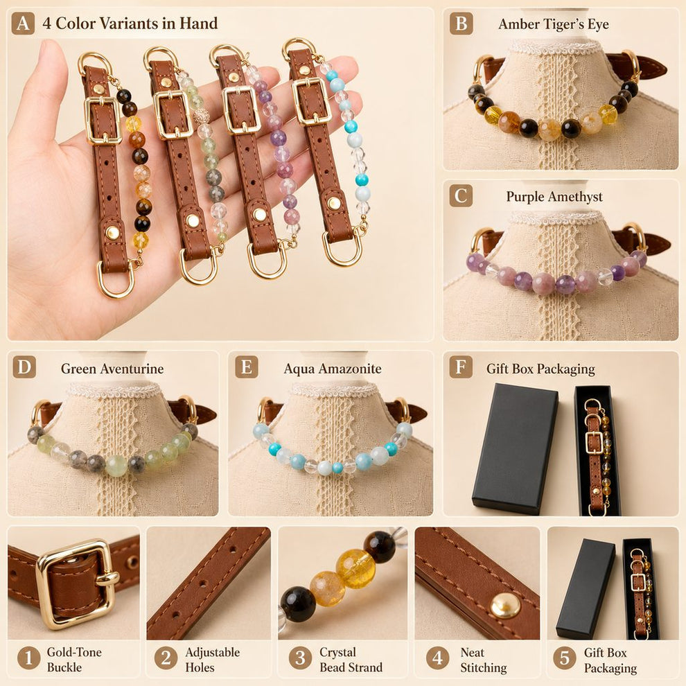 Four Elements crystal pet collar variants
