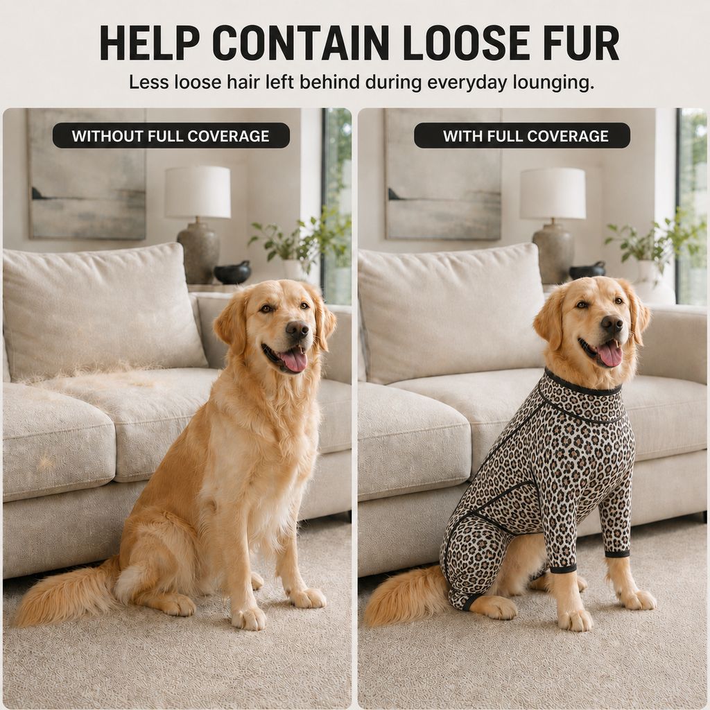 Paws in Awe Four-Leg Full-Body Dog Jumpsuit for Home & Outdoor Wear – Helps Contain Loose Fur & Everyday Dirt image 4