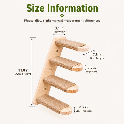Wall-Mounted Solid Wood Cat Steps for Shelves & Perches - Space-Saving Jute Climbing Ladder image 7