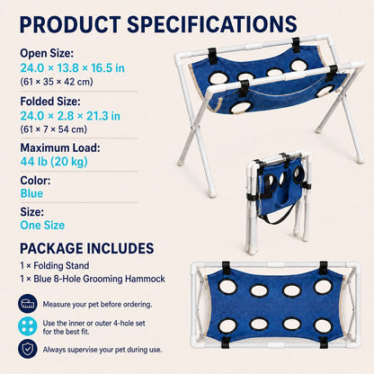 Freestanding foldable pet grooming hammock stand specifications