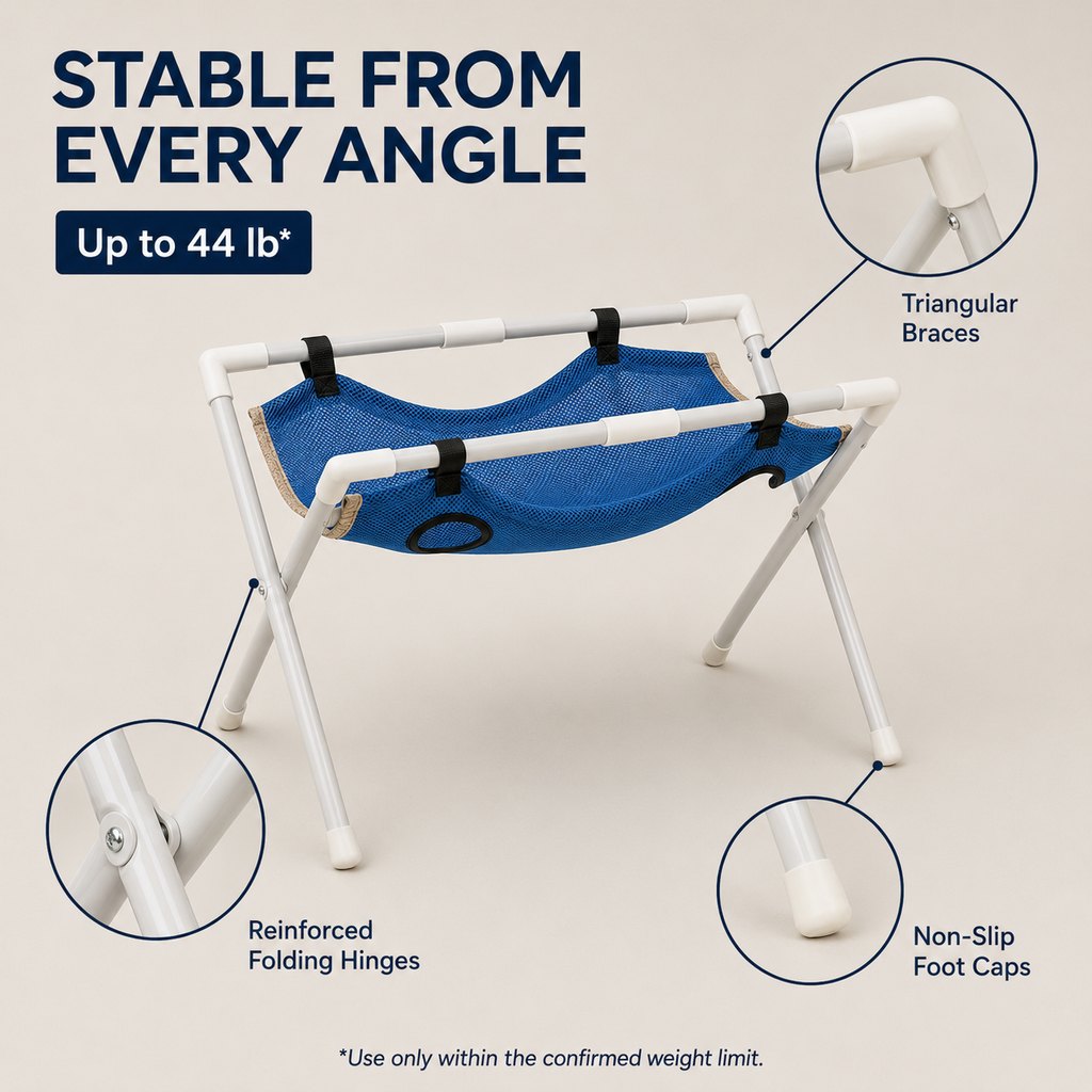 Stable folding X frame pet grooming hammock stand