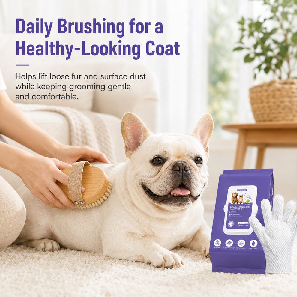 French Bulldog after-walk cleaning kit for paws coat and folds
