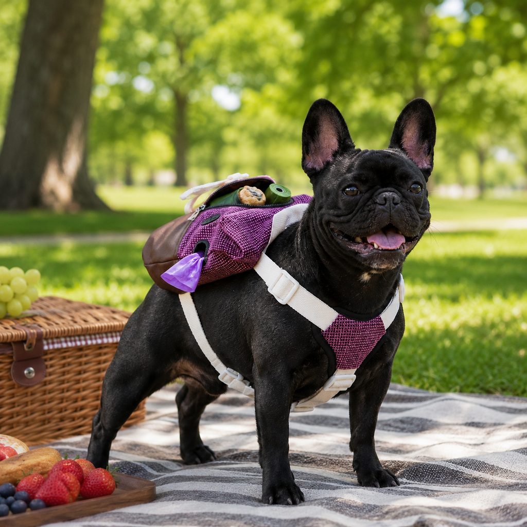 French Bulldog backpack harness for park walks