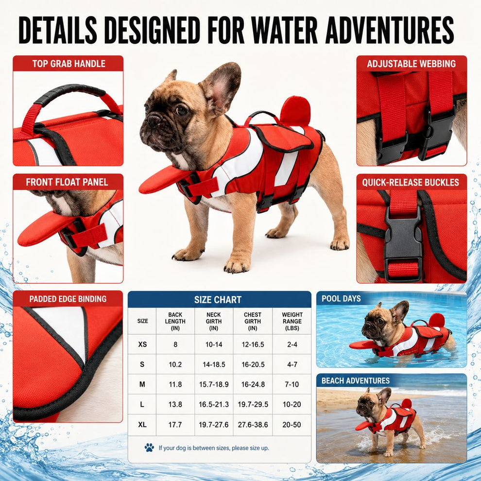 French Bulldog life jacket package includes one vest
