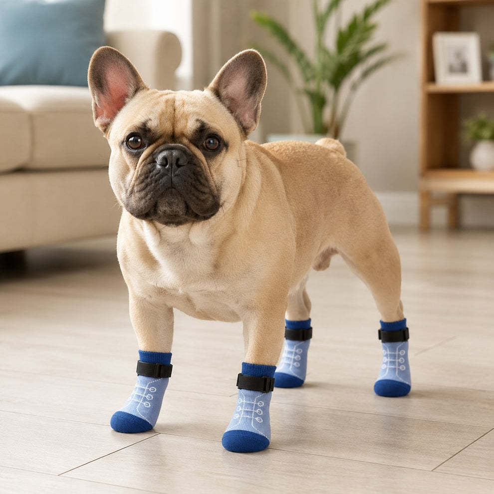 Paws in Awe French Bulldog Non-Slip Socks for Tile & Hardwood Floors - Helps Reduce Back-Leg Slipping, 4-Pack image 1