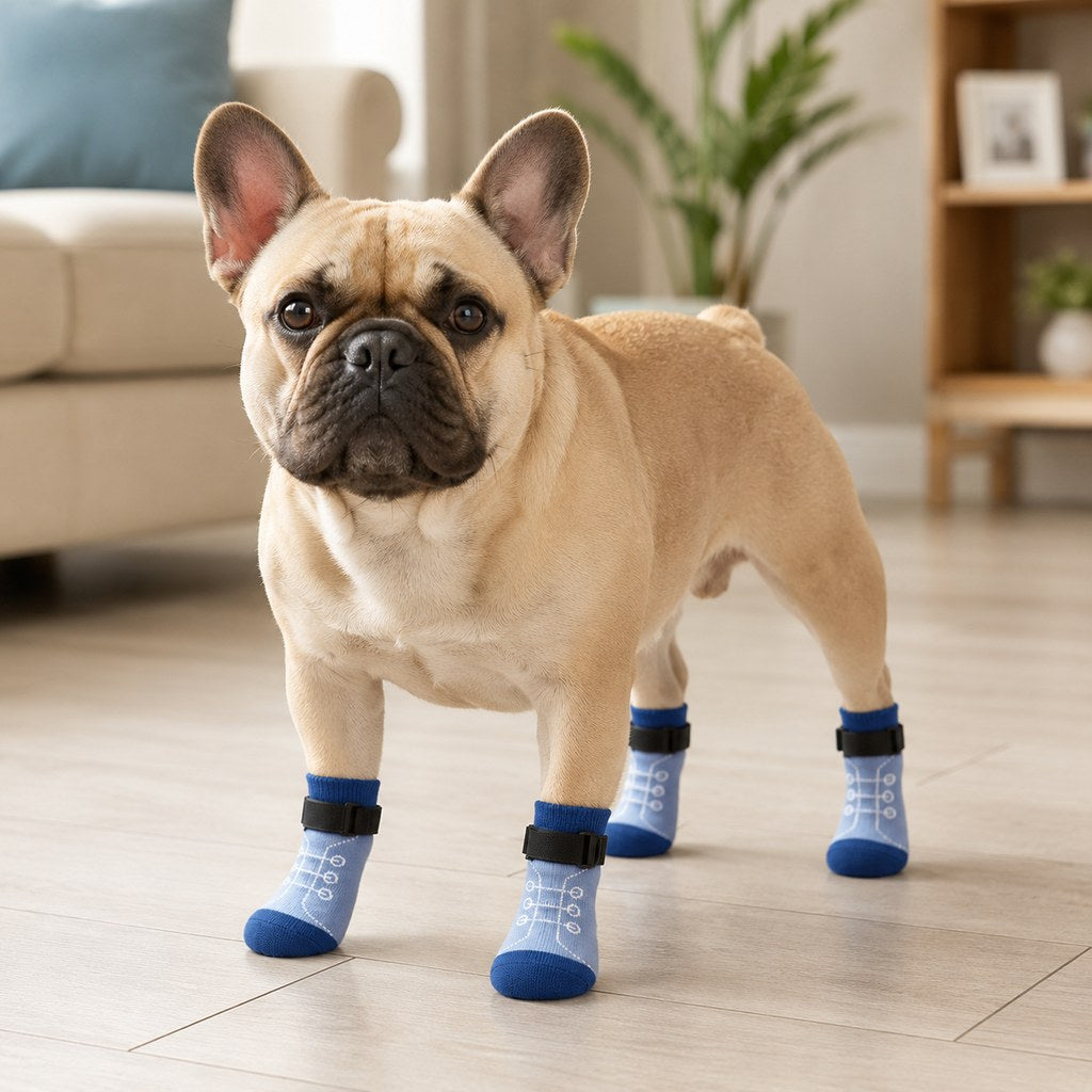 Paws in Awe French Bulldog Non-Slip Socks for Tile & Hardwood Floors - Helps Reduce Back-Leg Slipping, 4-Pack image 14