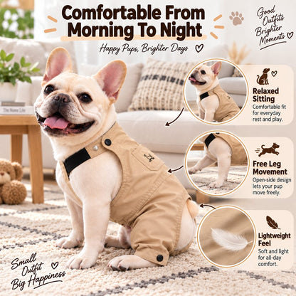 comfortable khaki French Bulldog jumpsuit for daily wear