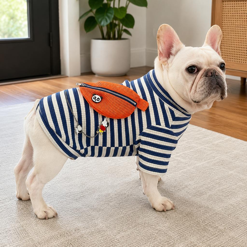 French Bulldog striped pocket pullover main image