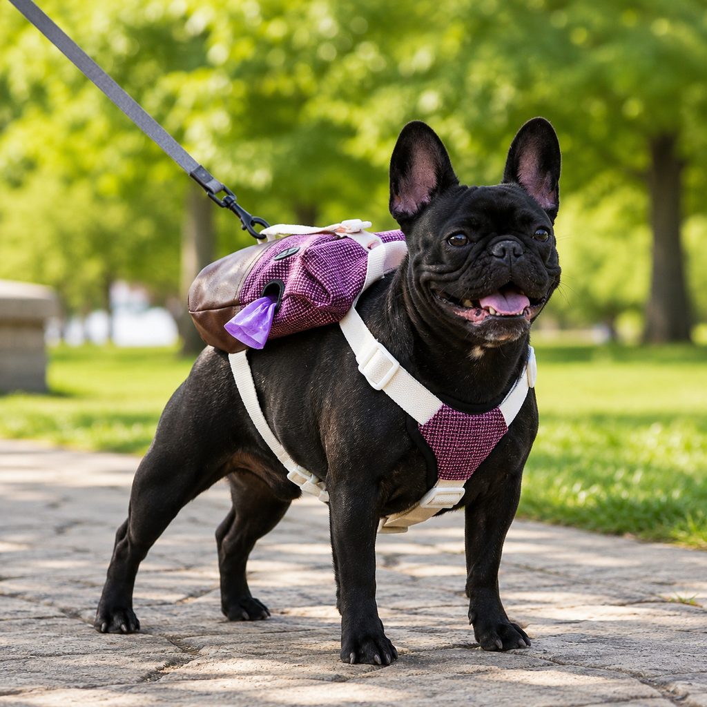 Frenchie Adventure Backpack Harness for daily walks