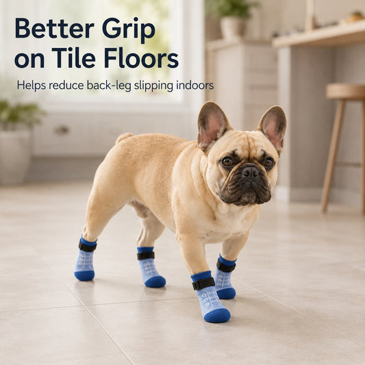 Paws in Awe French Bulldog Non-Slip Socks for Tile & Hardwood Floors - Helps Reduce Back-Leg Slipping, 4-Pack image 2
