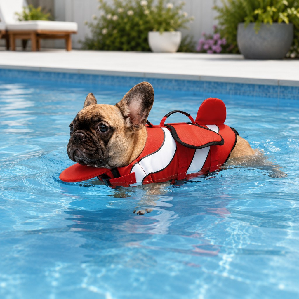 French Bulldog life jacket for supervised pool beach and boating activities