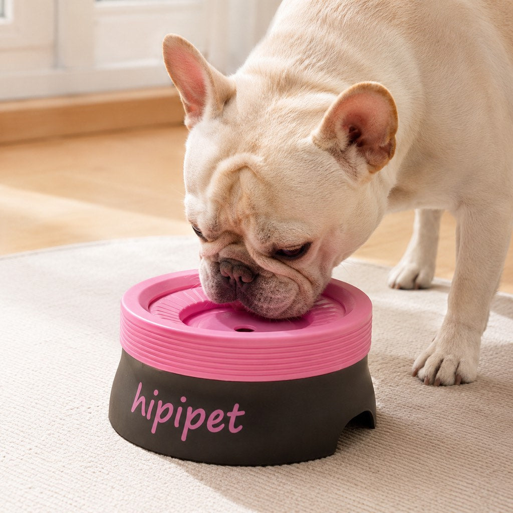 Frenchie no-drip floating water bowl for indoor daily drinking