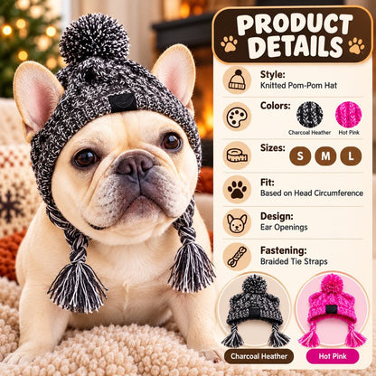 French Bulldog and Pug knitted pom-pom hat specifications