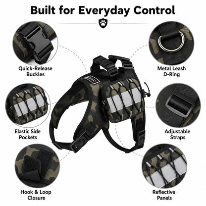 Paws in Awe Frenchie Tactical Dog Vest Backpack for Daily Walks - Reflective Small Dog Harness with Water Bottle Holder & Side Pockets image 8