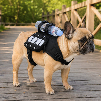 Paws in Awe Frenchie Tactical Dog Vest Backpack for Daily Walks - Reflective Small Dog Harness with Water Bottle Holder & Side Pockets image 11