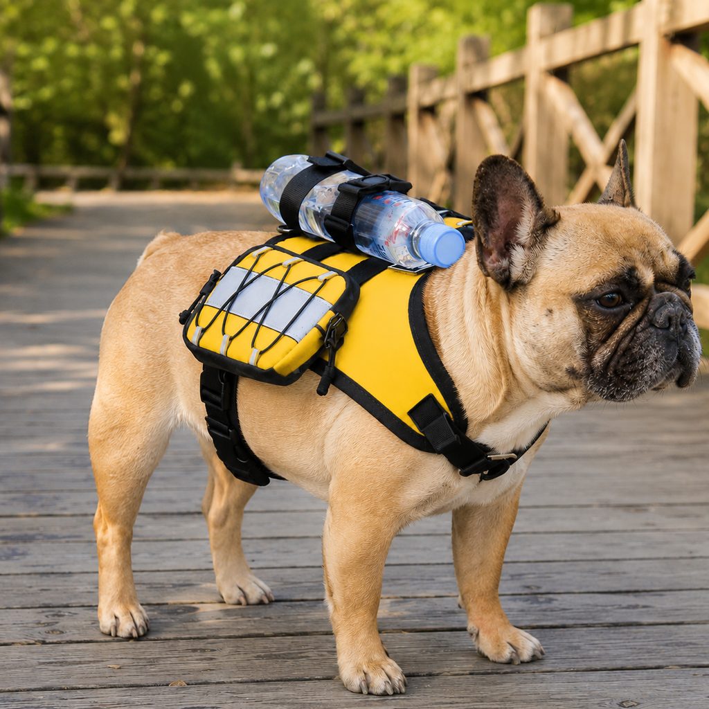Paws in Awe Frenchie Tactical Dog Vest Backpack for Daily Walks - Reflective Small Dog Harness with Water Bottle Holder & Side Pockets image 10