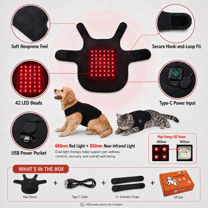 Paws in Awe FrenchieGlow Red Light Comfort Vest for French Bulldogs - USB-Powered or Built-In Battery At-Home Back, Belly & Hip Comfort After Walks, Stairs & Playtime image 7