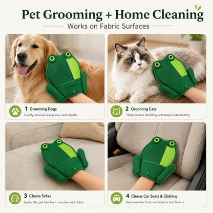 Paws in Awe Froggy Pet Hair Removal Grooming Mitt for Cats & Dogs - Gentle Daily Deshedding Glove for Sofas, Rugs, Clothes & Car Seats image 5