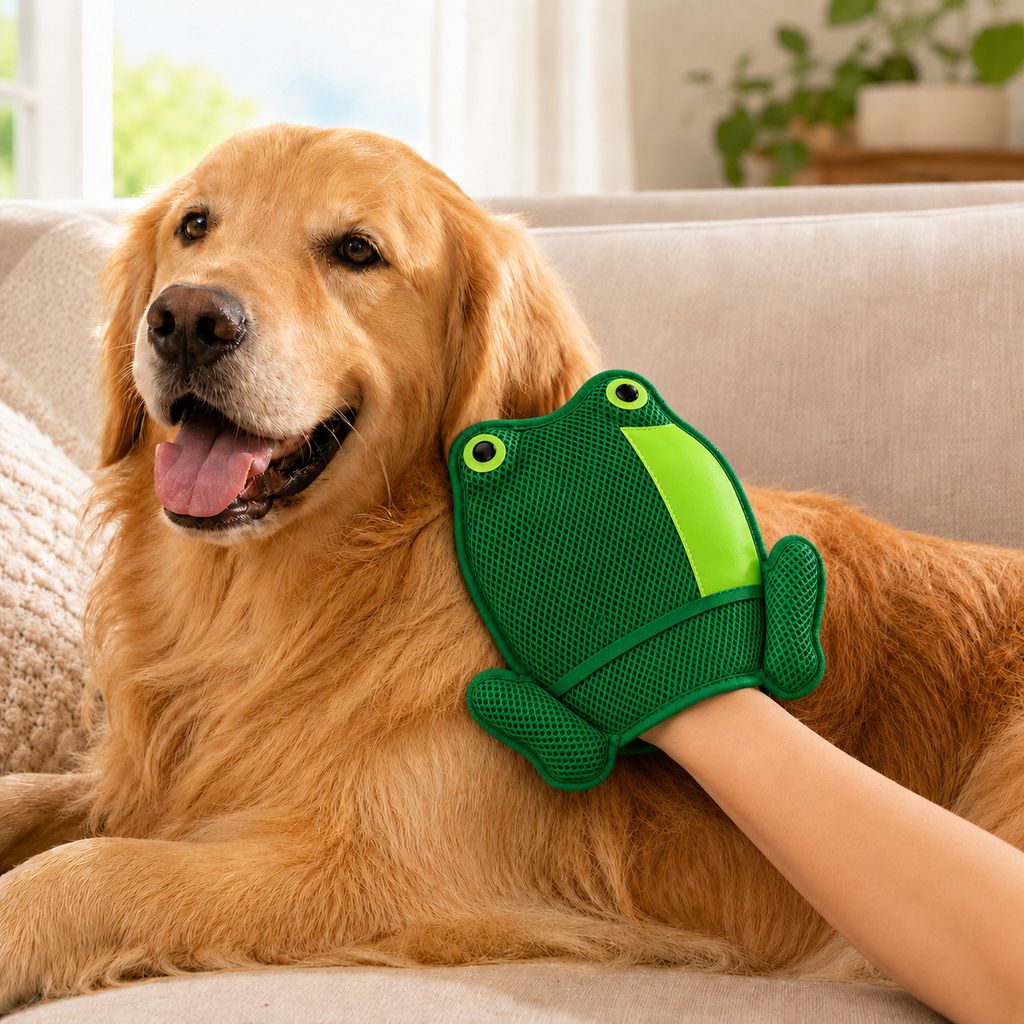 Paws in Awe Froggy Pet Hair Removal Grooming Mitt for Cats & Dogs - Gentle Daily Deshedding Glove for Sofas, Rugs, Clothes & Car Seats image 6