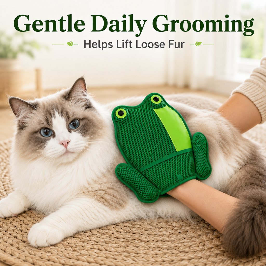 Paws in Awe Froggy Pet Hair Removal Grooming Mitt for Cats & Dogs - Gentle Daily Deshedding Glove for Sofas, Rugs, Clothes & Car Seats image 7