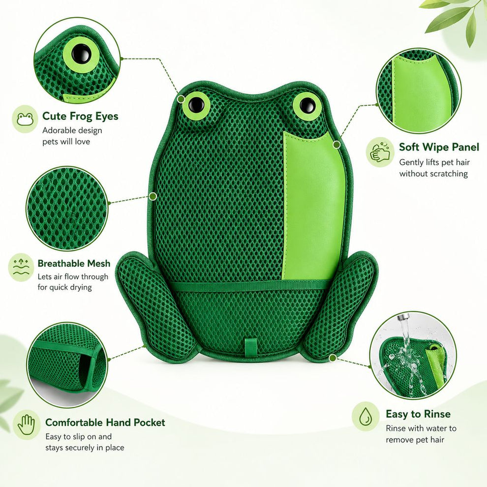 Paws in Awe Froggy Pet Hair Removal Grooming Mitt for Cats & Dogs - Gentle Daily Deshedding Glove for Sofas, Rugs, Clothes & Car Seats image 9