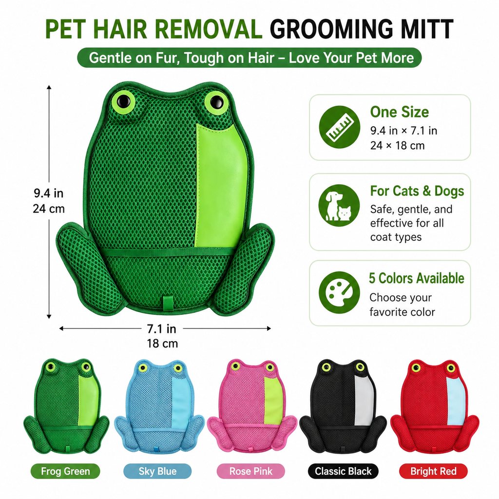 Paws in Awe Froggy Pet Hair Removal Grooming Mitt for Cats & Dogs - Gentle Daily Deshedding Glove for Sofas, Rugs, Clothes & Car Seats image 10