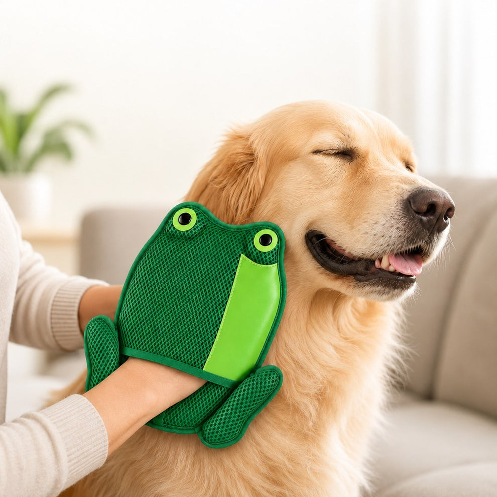 Paws in Awe Froggy Pet Hair Removal Grooming Mitt for Cats & Dogs - Gentle Daily Deshedding Glove for Sofas, Rugs, Clothes & Car Seats image 1