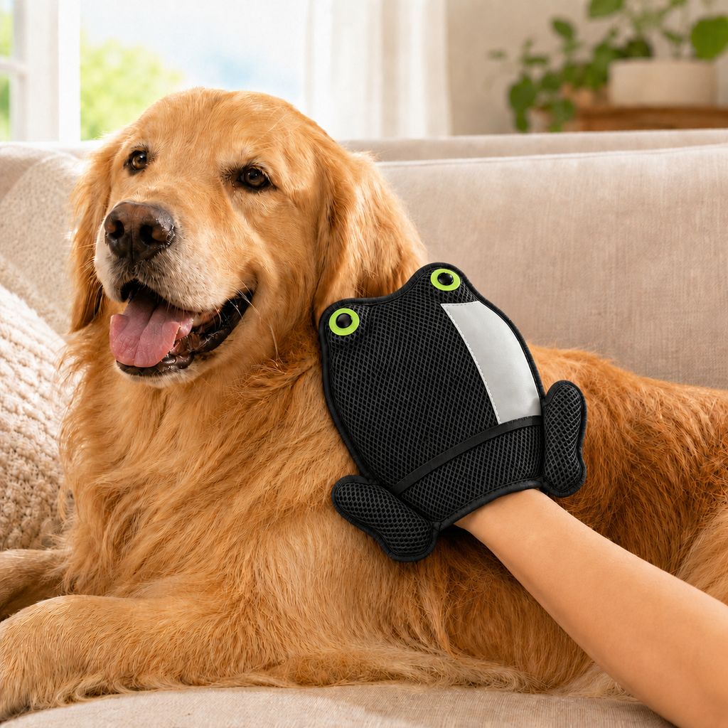 Paws in Awe Froggy Pet Hair Removal Grooming Mitt for Cats & Dogs - Gentle Daily Deshedding Glove for Sofas, Rugs, Clothes & Car Seats image 12