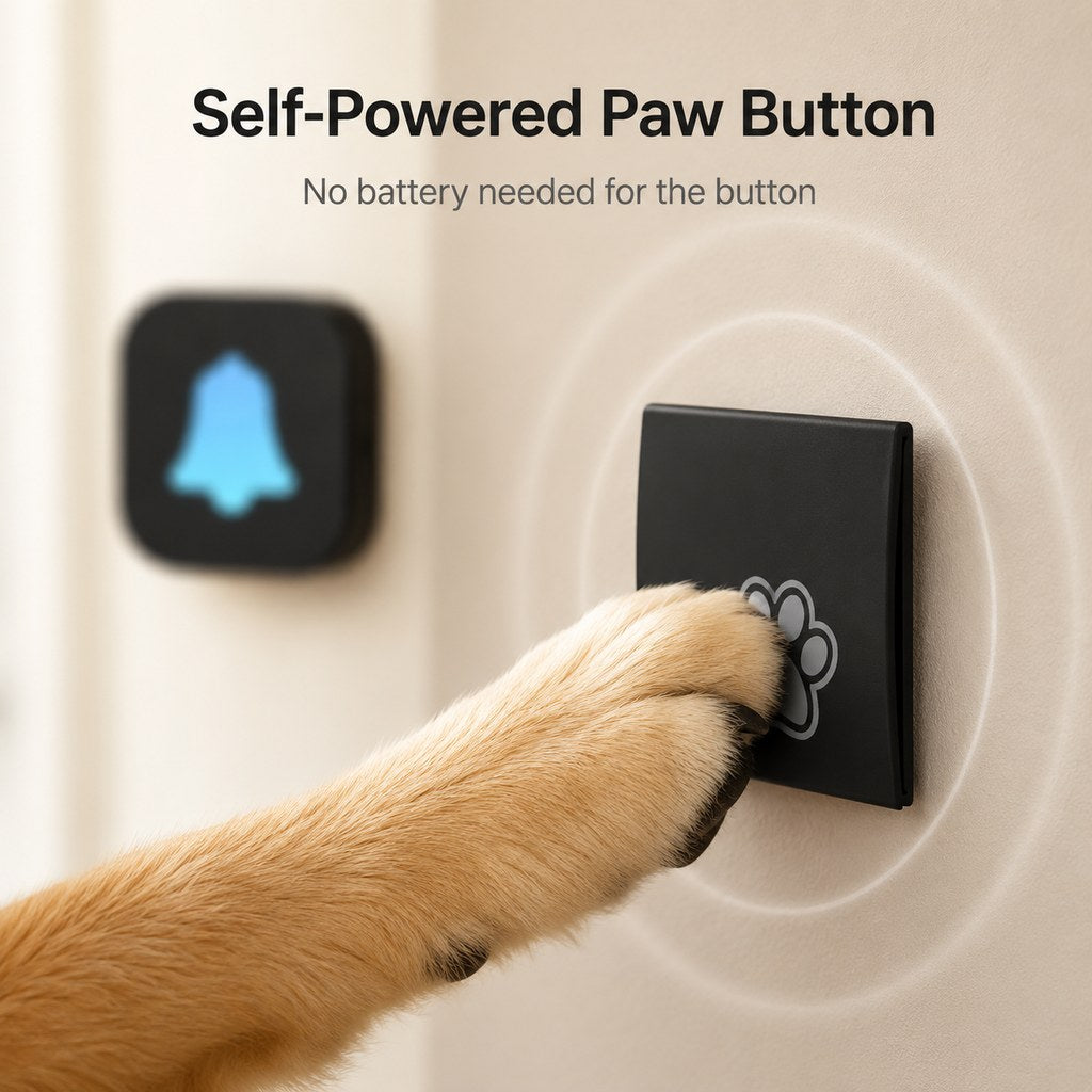 Paws in Awe Wireless Dog Doorbell for Potty Training - Self-Powered Paw Button & Plug-In Chime to Help Dogs Ask to Go Outside image 5