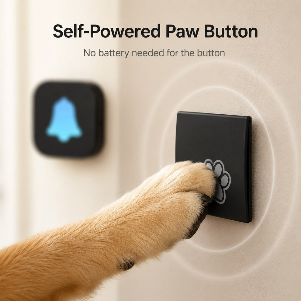 Paws in Awe Wireless Dog Doorbell for Potty Training - Self-Powered Paw Button & Plug-In Chime to Help Dogs Ask to Go Outside image 5