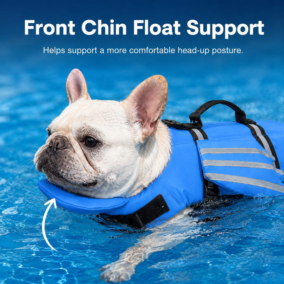 Front chin float support dog life jacket