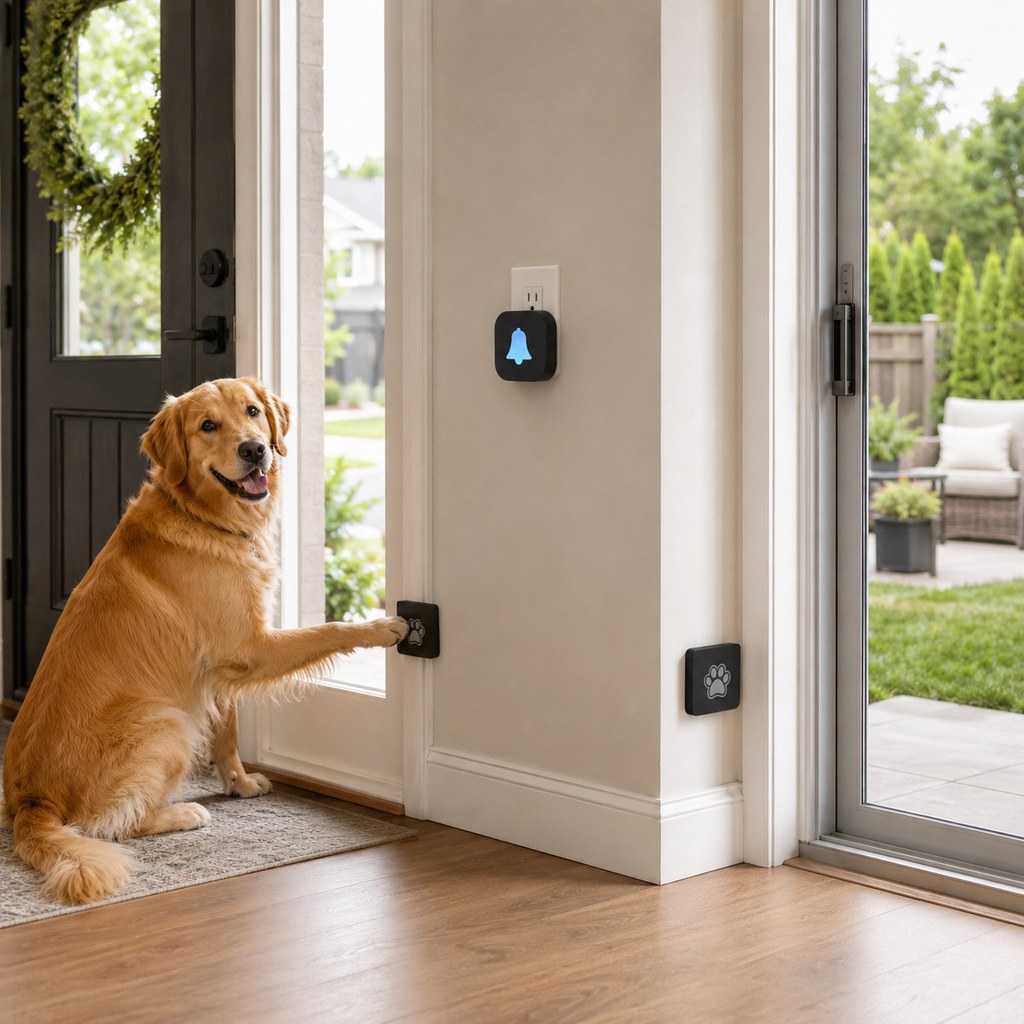 Paws in Awe Wireless Dog Doorbell for Potty Training - Self-Powered Paw Button & Plug-In Chime to Help Dogs Ask to Go Outside image 14