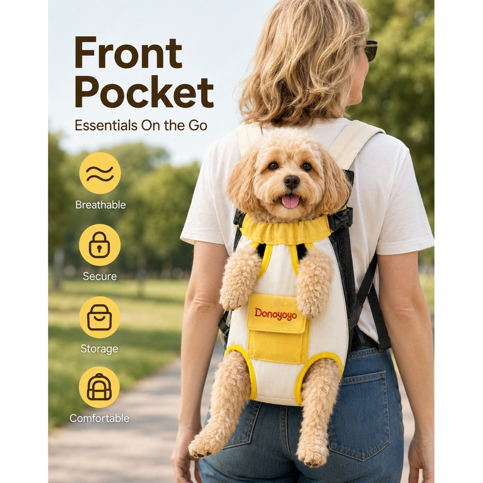 Paws in Awe Front-Facing Pet Carrier Backpack for Cats & Small Dogs, Hands-Free Travel Carrier With Breathable Mesh, Adjustable Neck Opening & Front Pocket image 2