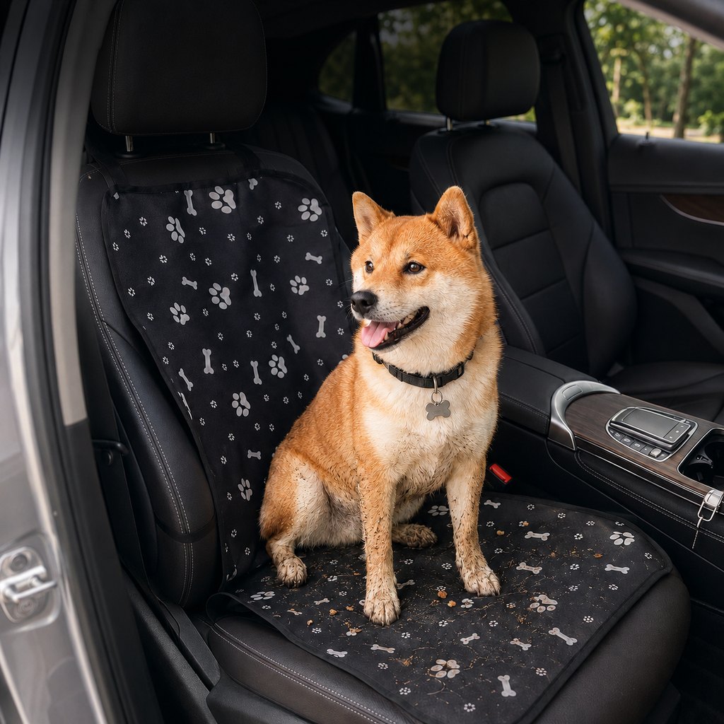 Paws in Awe Front Seat Pet Car Cover for Dogs - Waterproof Seat Protector for Mud, Fur & Scratches | Universal Fit for Cars, SUVs & Trucks image 1