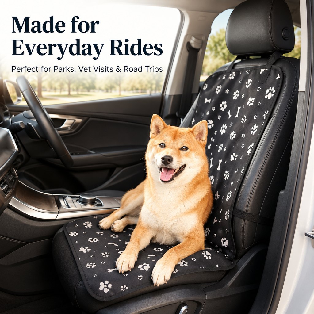 Paws in Awe Front Seat Pet Car Cover for Dogs - Waterproof Seat Protector for Mud, Fur & Scratches | Universal Fit for Cars, SUVs & Trucks image 3