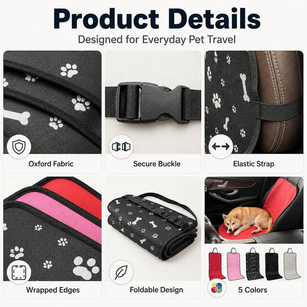Paws in Awe Front Seat Pet Car Cover for Dogs - Waterproof Seat Protector for Mud, Fur & Scratches | Universal Fit for Cars, SUVs & Trucks image 5