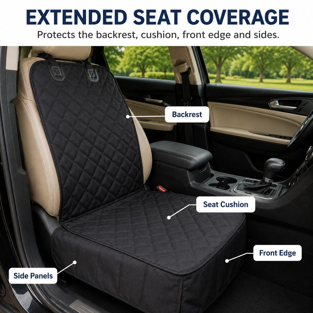 Paws in Awe Front Seat Pet Car Seat Cover with Seat Belt Tether - Passenger Seat Protector image 7