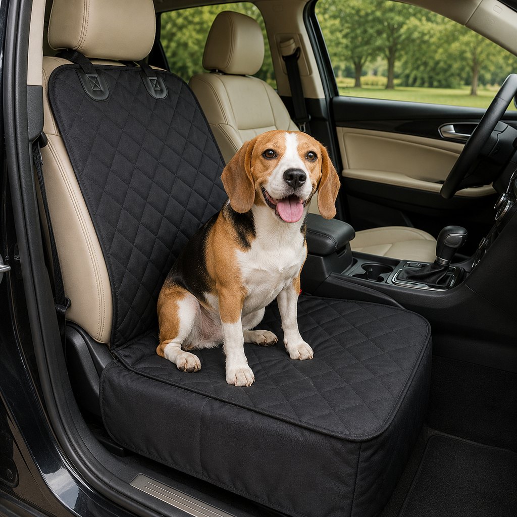 Paws in Awe Front Seat Pet Car Seat Cover with Seat Belt Tether - Passenger Seat Protector image 1