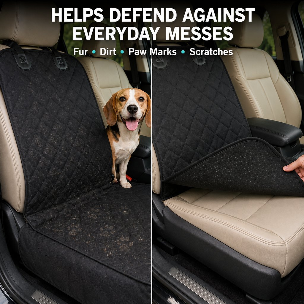 Paws in Awe Front Seat Pet Car Seat Cover with Seat Belt Tether - Passenger Seat Protector image 6
