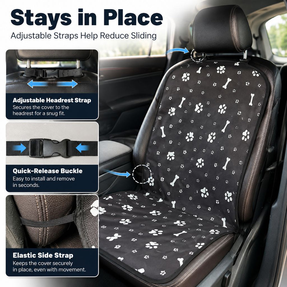 Paws in Awe Front Seat Pet Car Cover for Dogs - Waterproof Seat Protector for Mud, Fur & Scratches | Universal Fit for Cars, SUVs & Trucks image 6