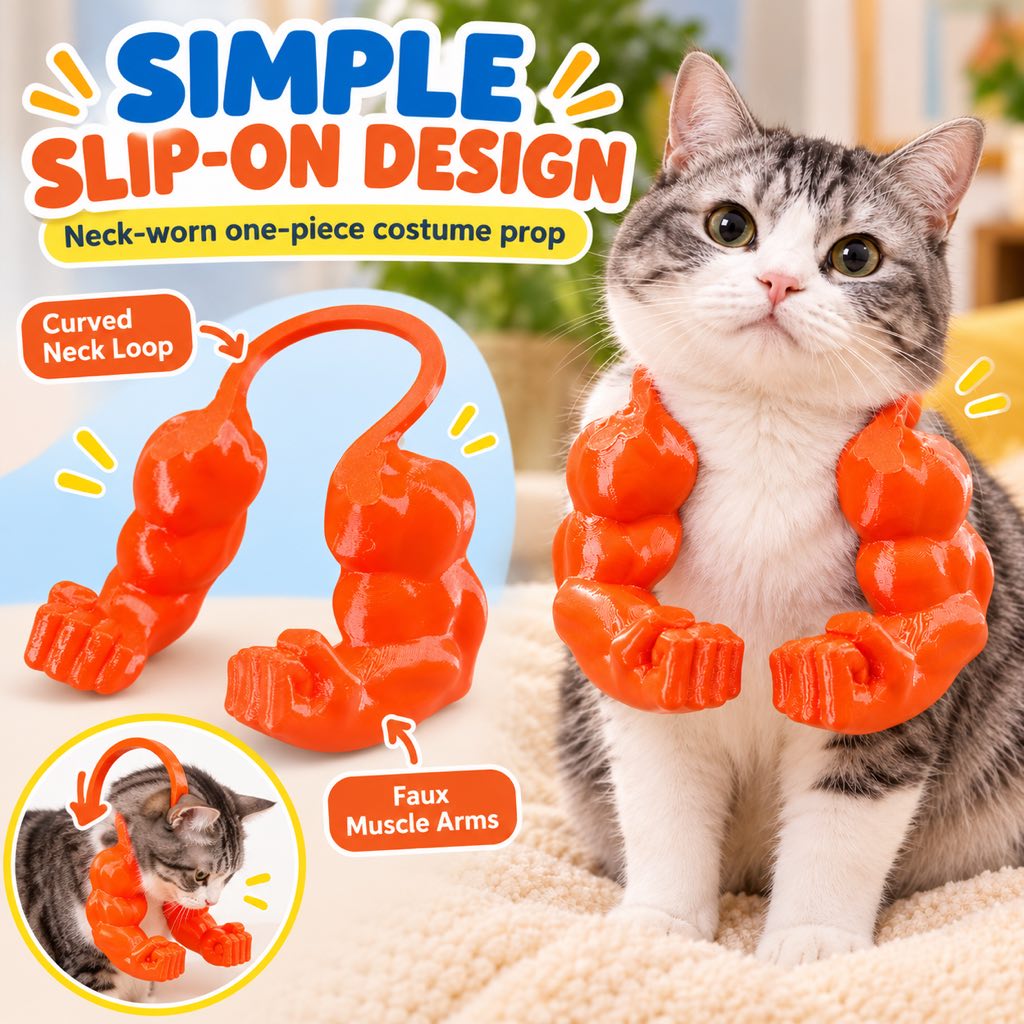 Neck-worn one-piece design of the muscle arms cat costume