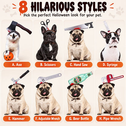 Eight Halloween pet headwear costume prop styles