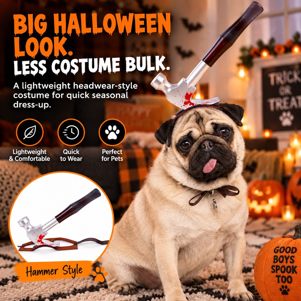 Lightweight hammer style Halloween dog headwear